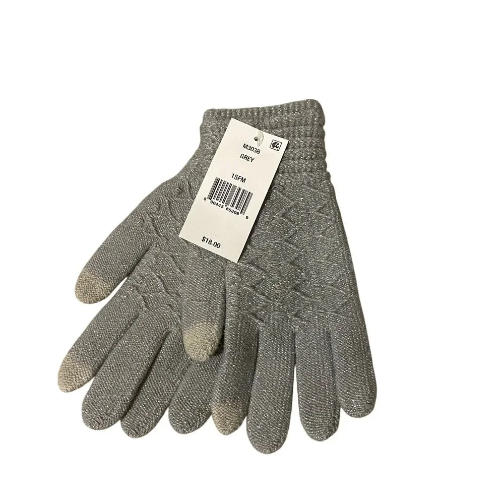 Steve Madden Gray Knit Touchscreen Friendly Light Gloves Women Sz OS